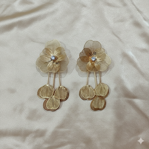 Golden Blossom Cascade Drop Earrings