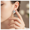 Azure Bloom Pearl Drop Earrings