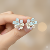Azure Bloom Pearl Drop Earrings