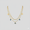 Layered Evil Eye & Teardrop Charm Necklace