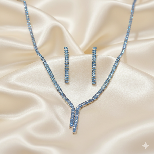 Cascade Blue Lariat Pendant Set