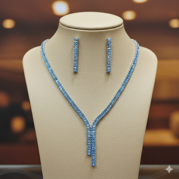 Cascade Blue Lariat Pendant Set