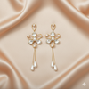 Luminous Petal & Pearl Cascade Earrings