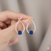 Rose Gold & Sapphire Cubic Zirconia Earrings