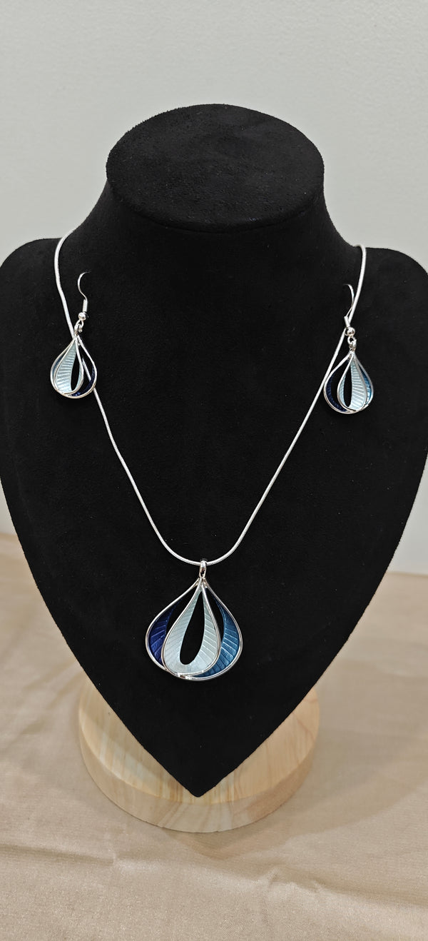Oceanic Swirl Enamel Pendant Set