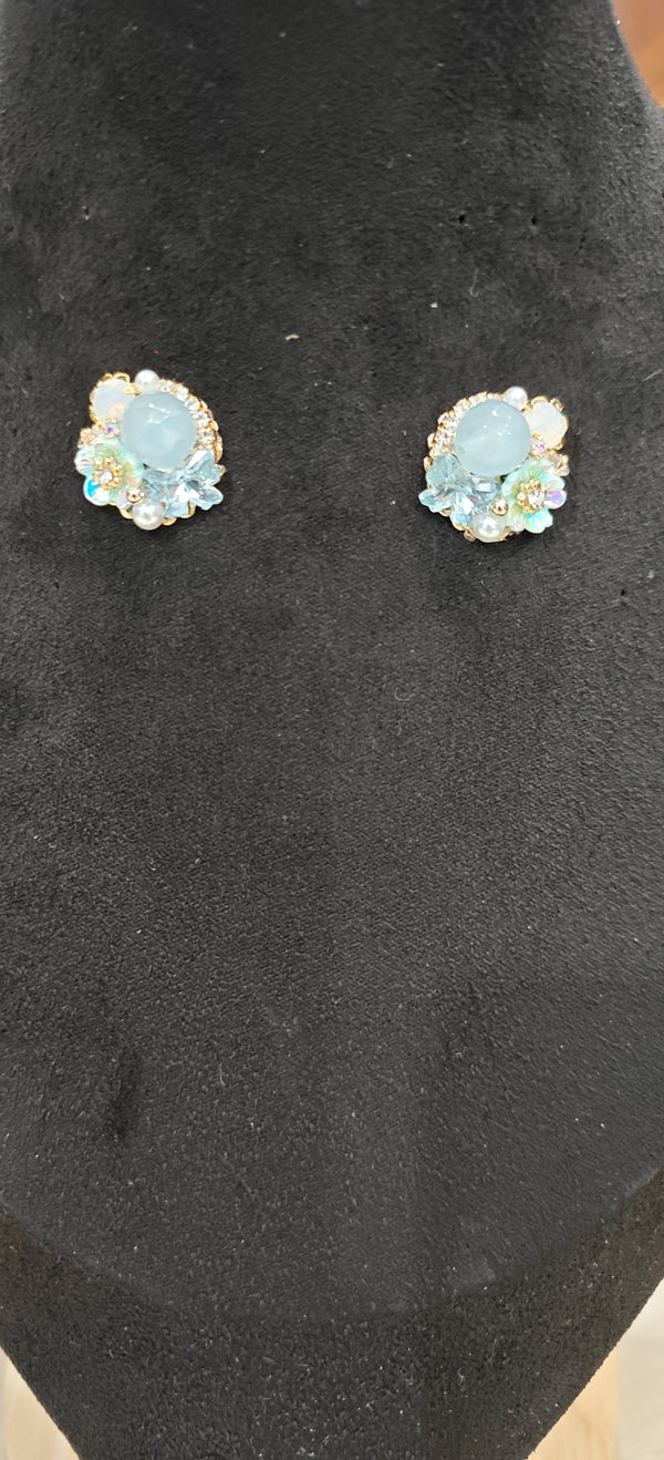 Aqua Whisper Floral Earrings