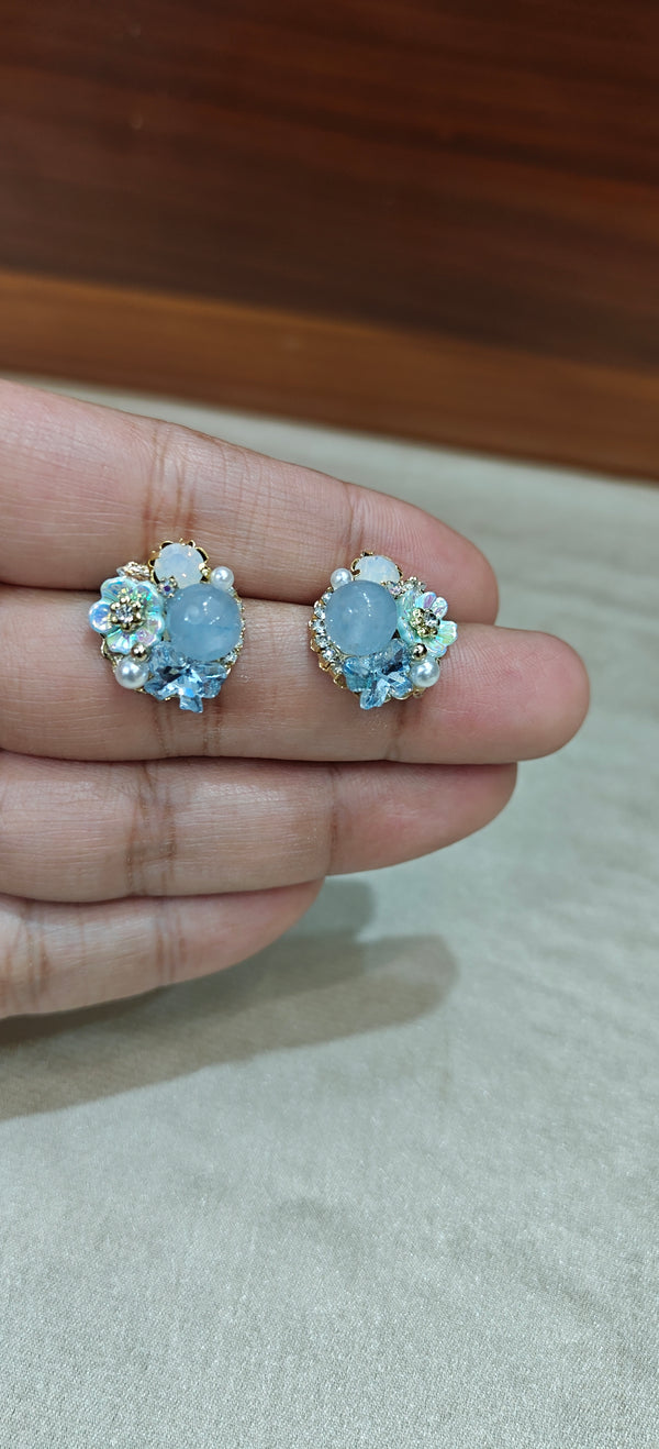 Aqua Whisper Floral Earrings