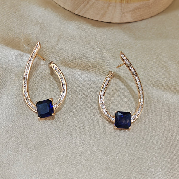 Rose Gold & Sapphire Cubic Zirconia Earrings